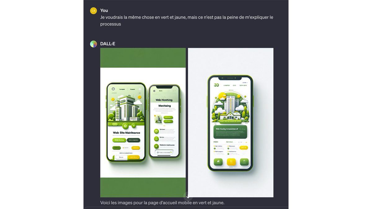Interfaces d’application mobile générées avec DALL·E 3