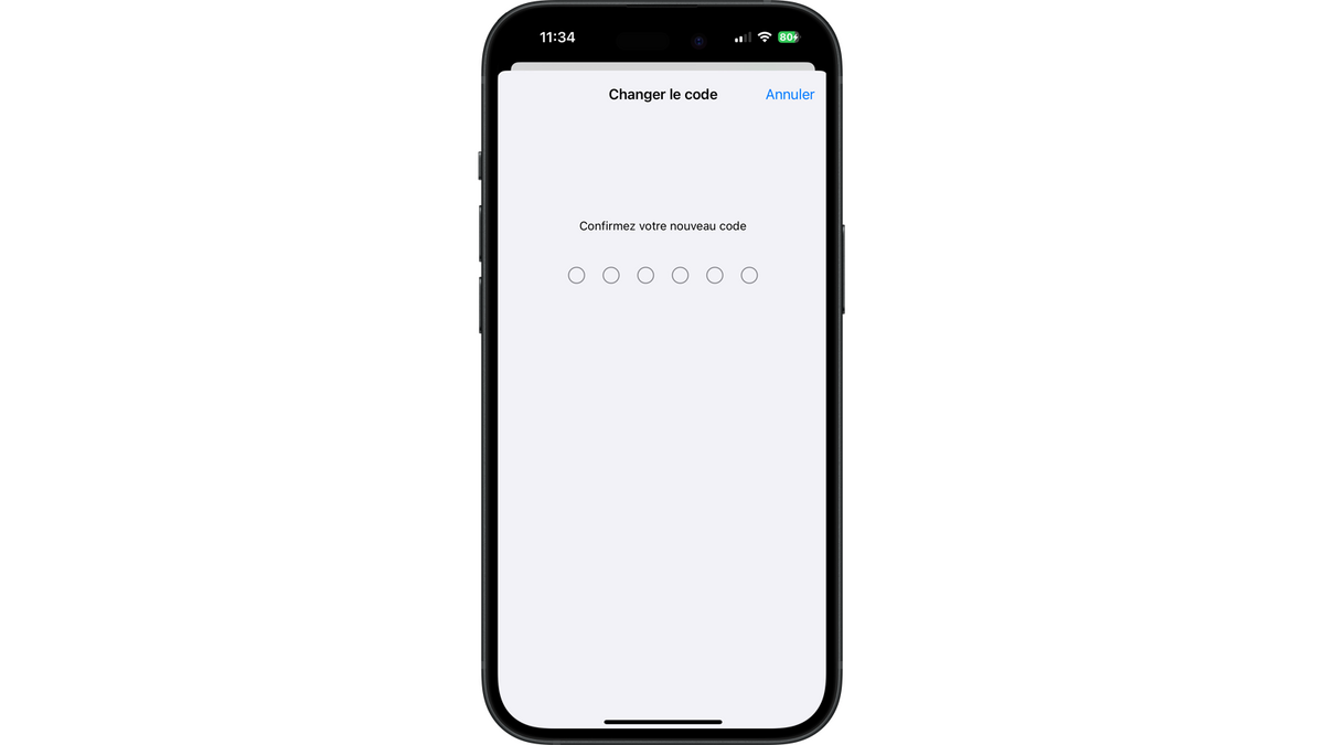 Confirmer le nouveau code de déverrouillage de l'iPhone © Clubic