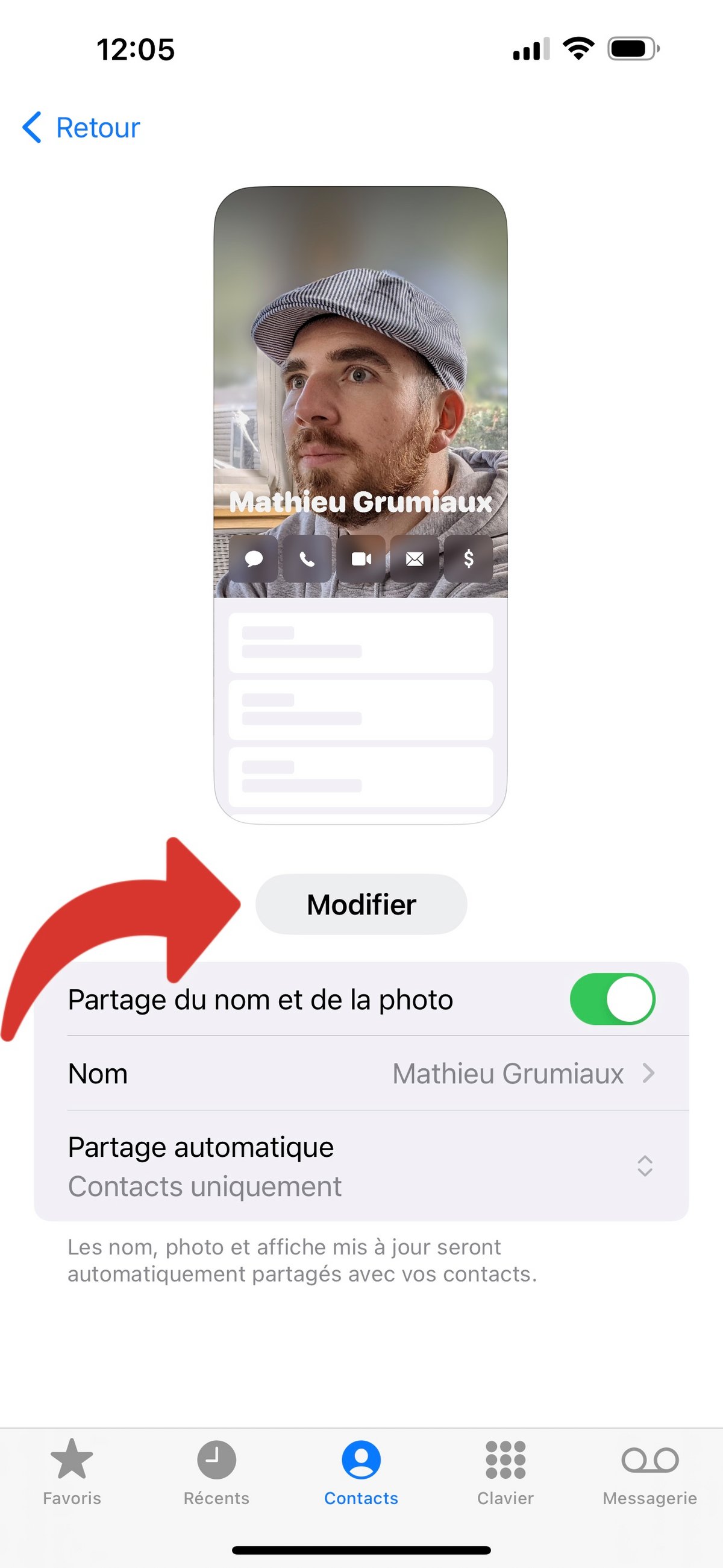 iOS 17 Affiche de contact