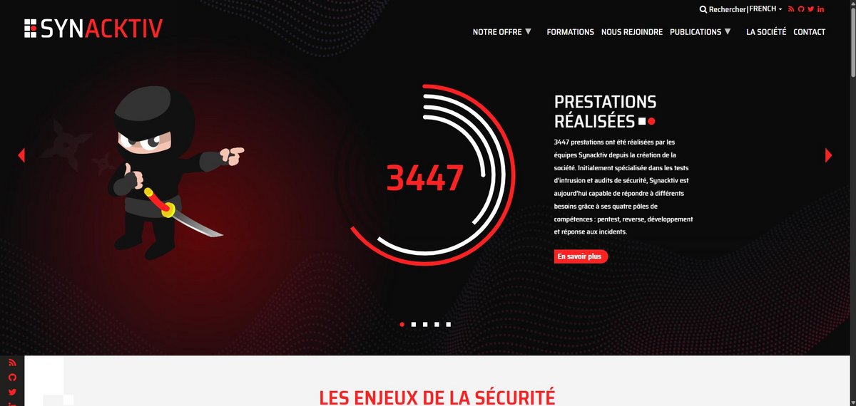 Capture d'écran du site de Synacktiv. © Alexandre Boero / Clubic