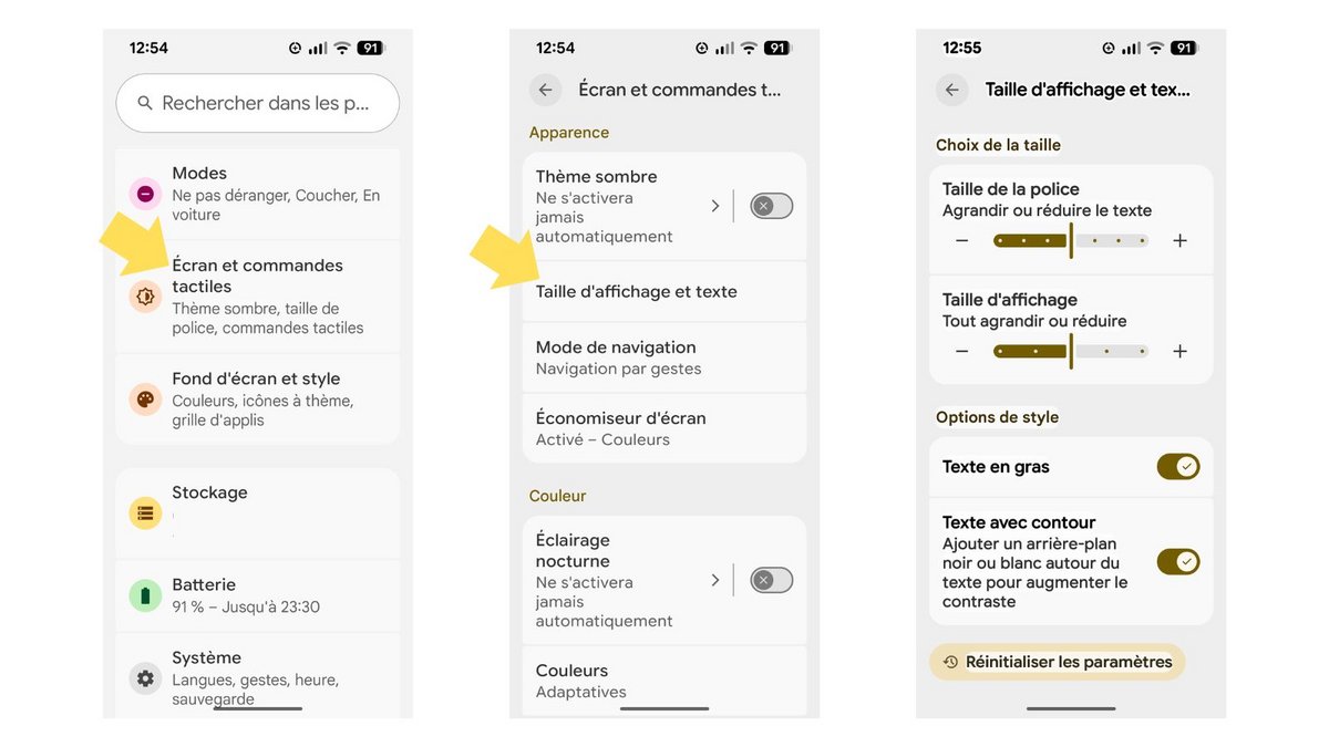 Modifiez l'affichage du texte. ©Google