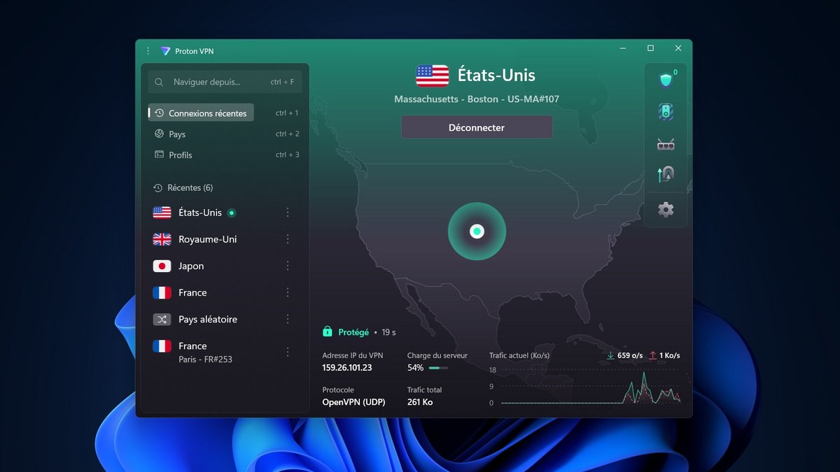 Proton VPN débloque enfin l’usage combiné de ces trois fonctions sur Windows. © Clubic