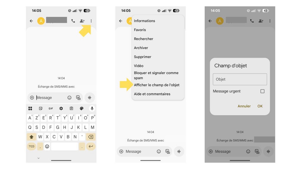 Remplissez le champ « Objet ». ©Google