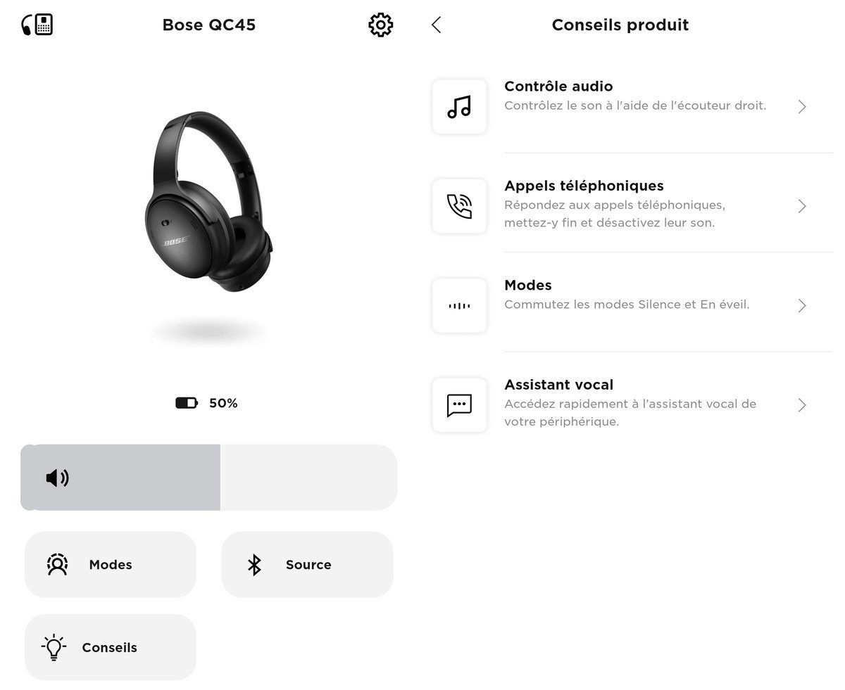 Particulièrement dépouillé, l'application ne permet pas même une égalisation ou un réglage des modes de réduction de bruit. Le Headphones 700 doit rester le casque haut de gamme