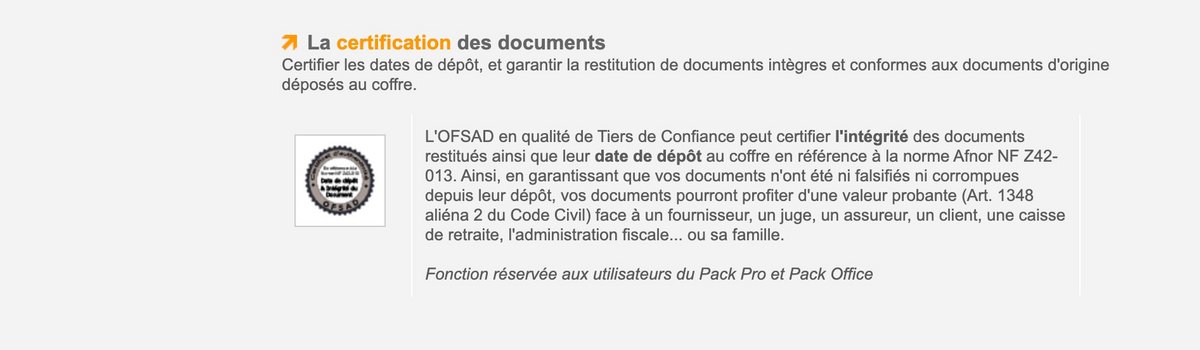 La possibilité de certifier vos documents de valeur © OFSAD