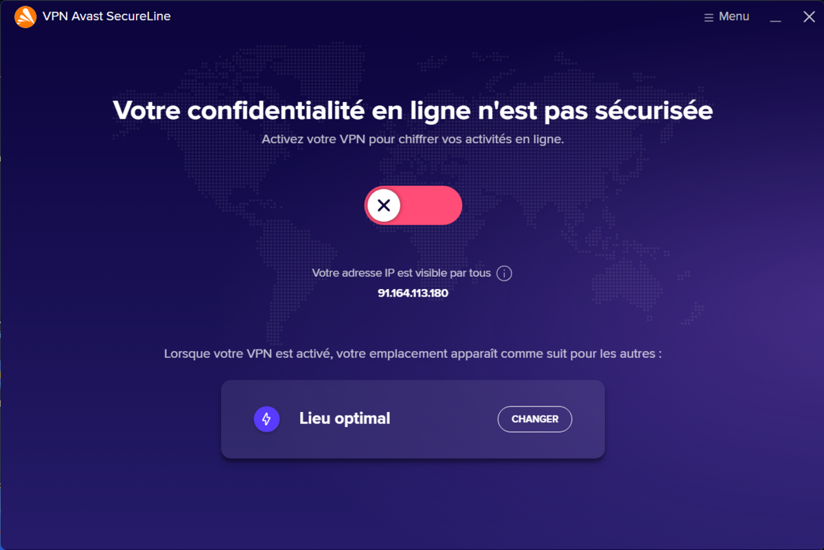 Avast SecureLine VPN - désactivé