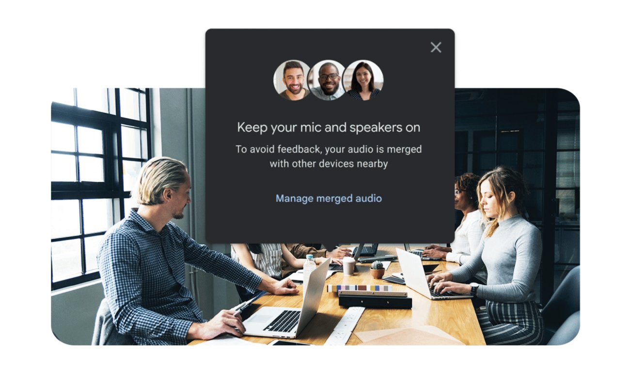 Exemple de l'audio adaptatif dans Google Meet. © Google