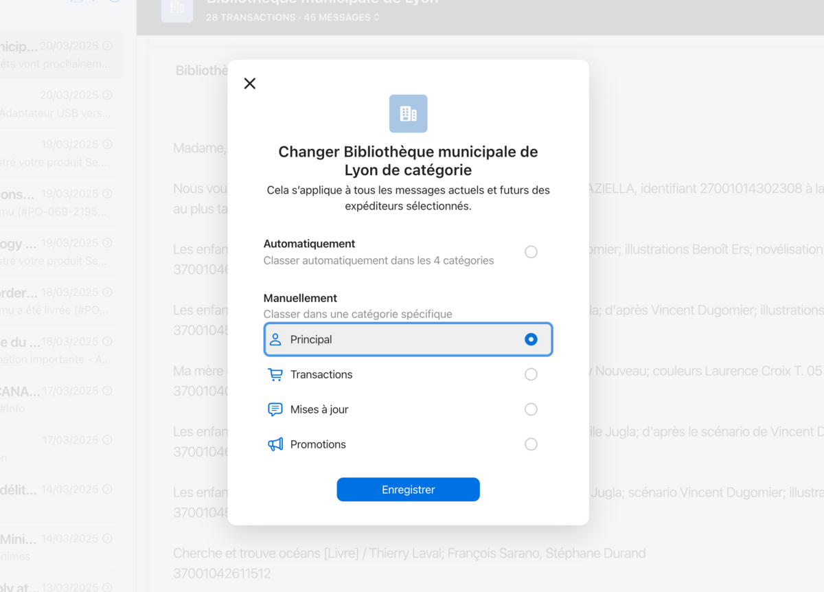 iCloud Mail - Changer une message de catégorie