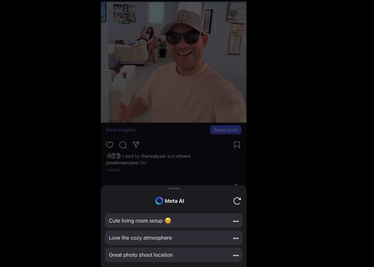 Si vous manquez d'inspiration, l'IA vous aide à rédiger vos commentaires sur Instagram - - Capture d'écran © Jonah Manzano sur X.com
