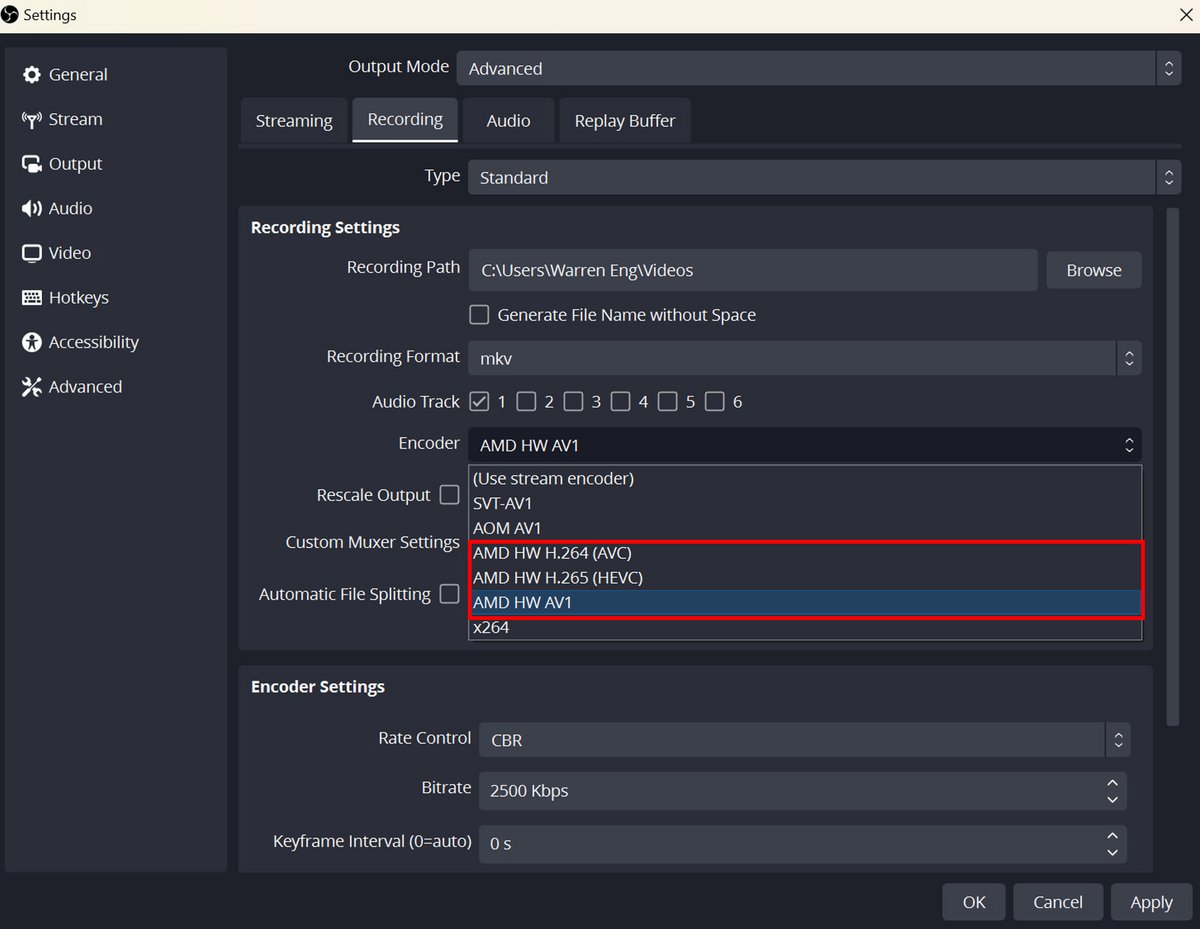 Prise en charge de l'encodage hardware AV1 © AMD