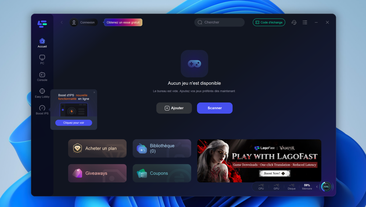 La promesse repose sur un large réseau de nœuds et une optimisation en temps réel du trafic UDP/TCP, avec un mode « Smart Boost » qui choisit automatiquement le meilleur chemin pour diminuer le ping in‑game. © Clubic