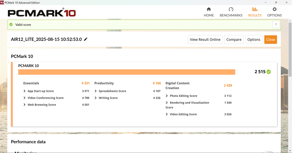 Performances relevées sur PCMark. ©Nerces pour Clubic