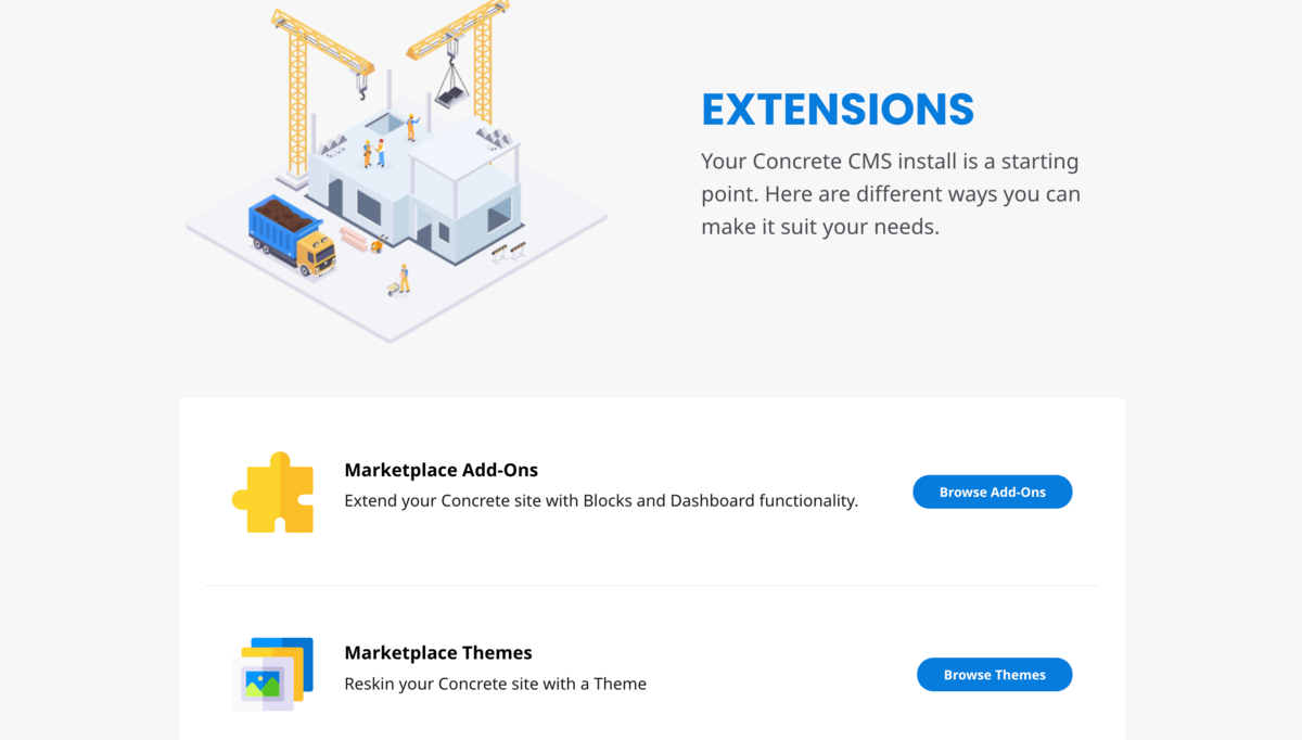 Les Marketplaces Themes et Add-ons de ConcreteCMS © PortlandLabs