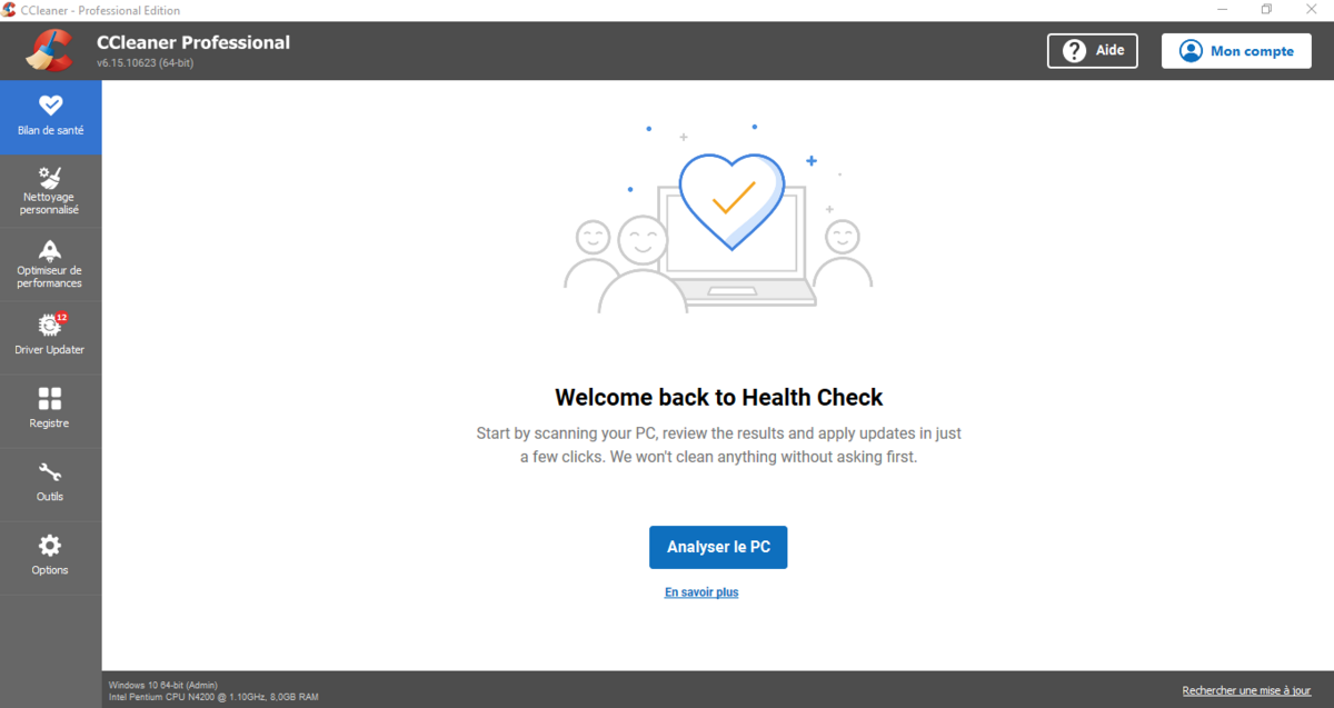 Bilan de santé CCleaner Pro 2023 FR