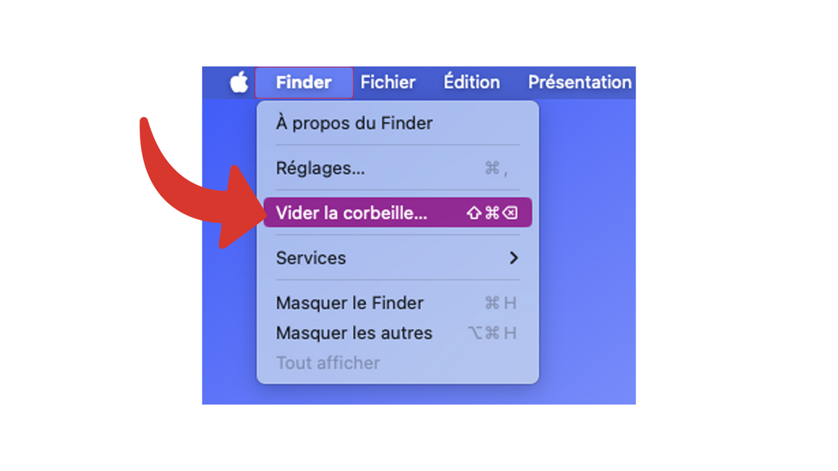Vider la corbeille depuis le menu du Finder © Clubic