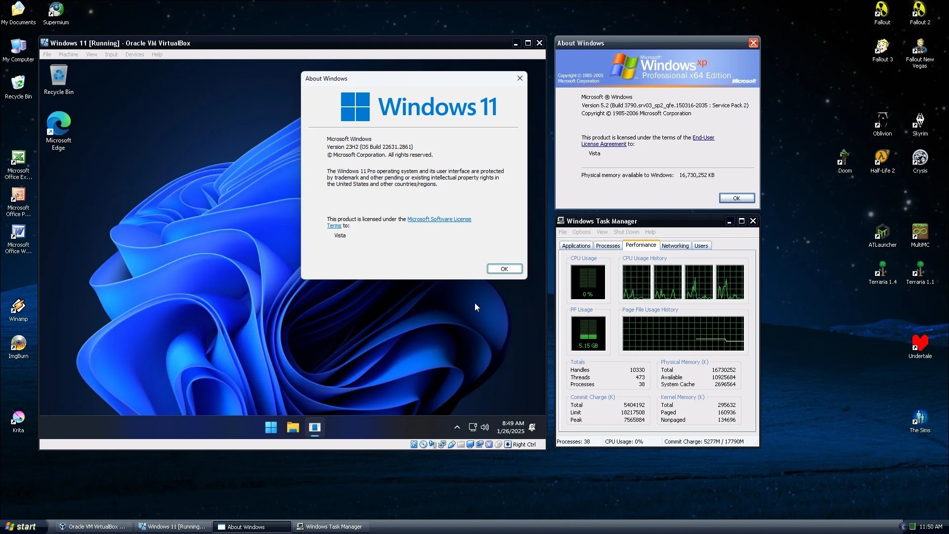 Faire tourner une VM Windows 11 sur une machine XP : c'est ce qu'on appelle un beau pied de nez © WindowsVista64x via Reddit