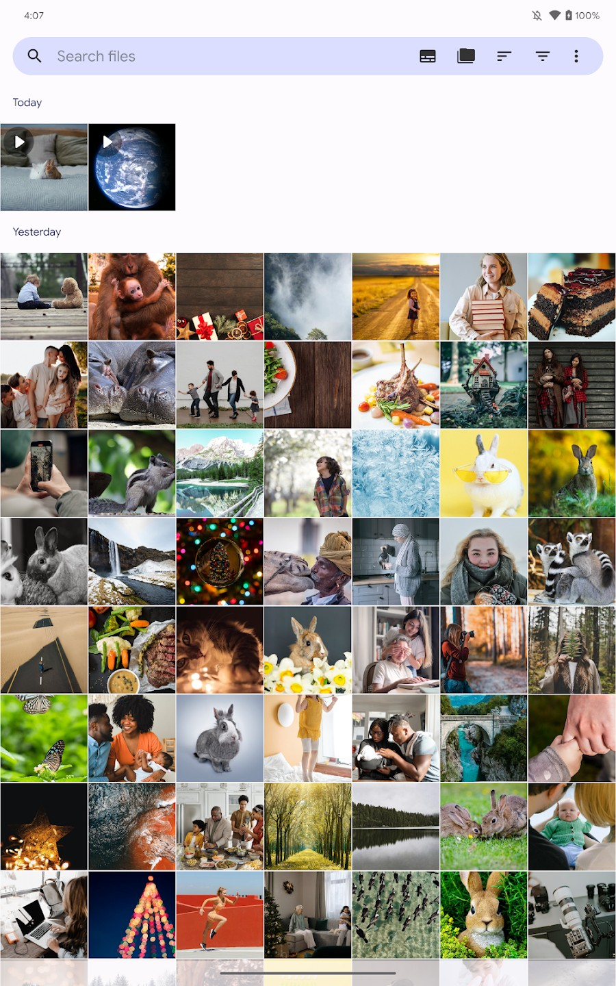 La galerie affiche les photos et vidéos dans une interface épurée avec tri des albums, filtres et navigation rapide entre les fichiers multimédias. © Fossify