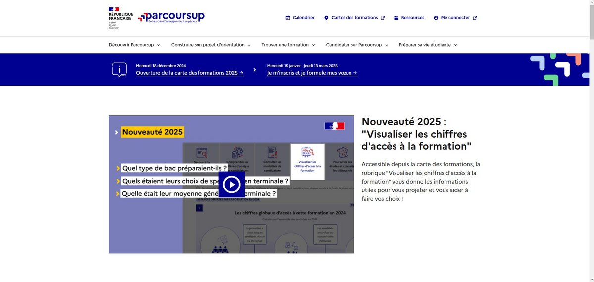 Voici la page d'accueil de Parcoursup version 2025 © Alexandre Boero / Clubic