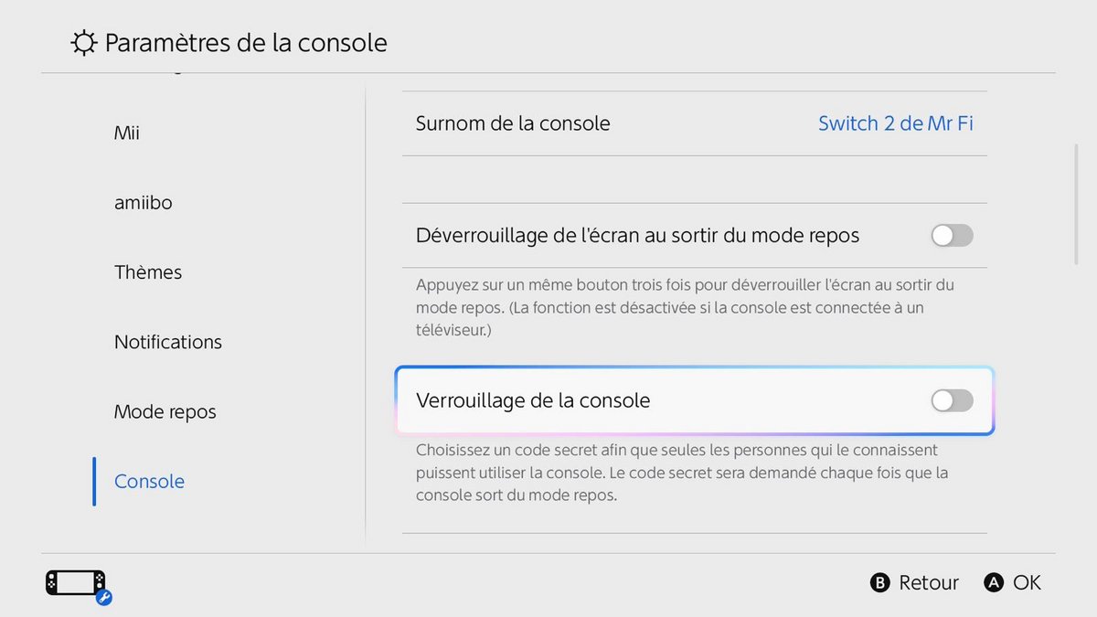 Via les réglages on accès à l'option "Verrouillage de la console". ©Stéphane Ficca / Clubic