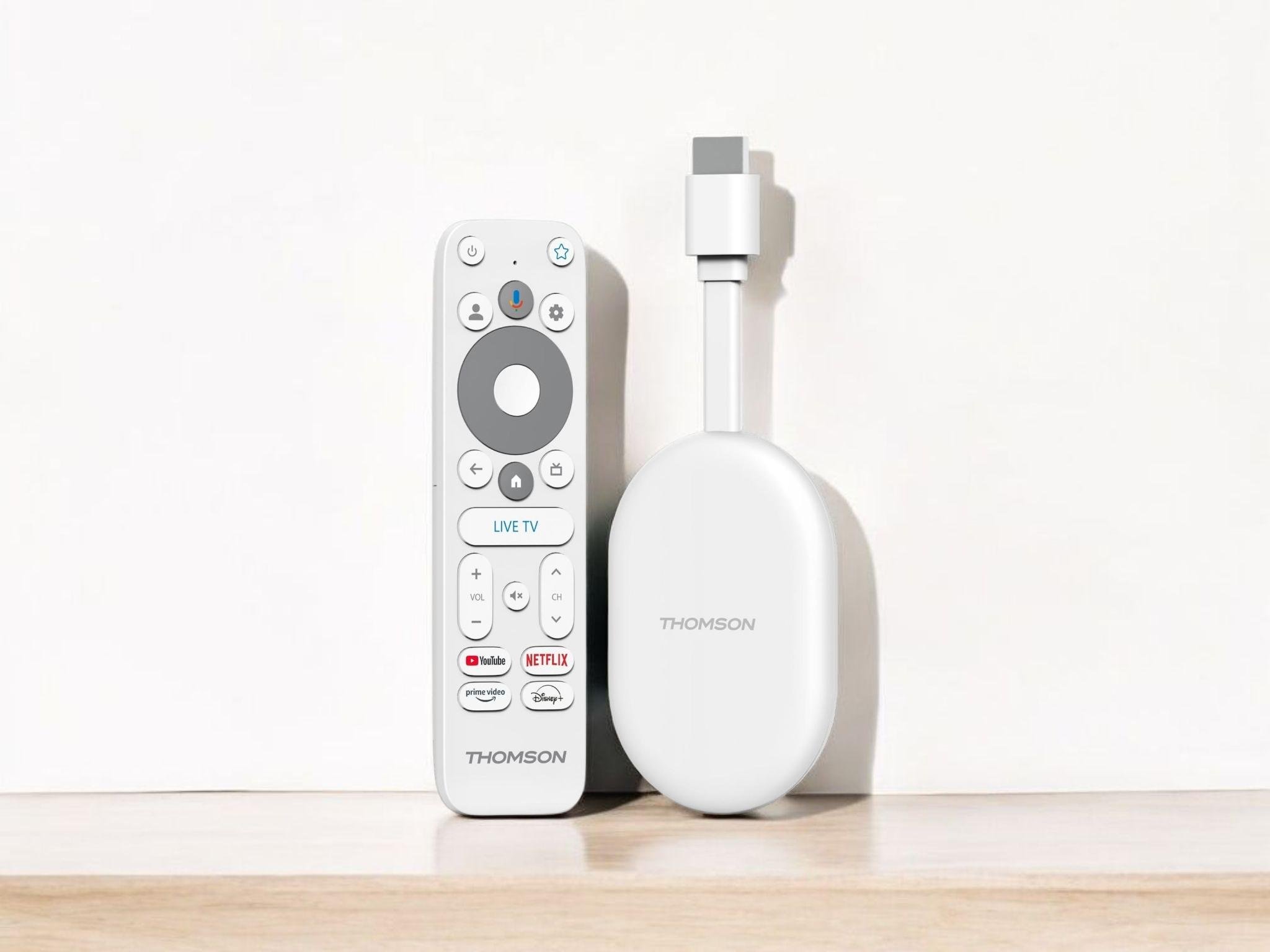 Le Thomson Go Cast compte bien prendre la place du Chromecast avec Google TV. ©Thomson/PhotoRoom