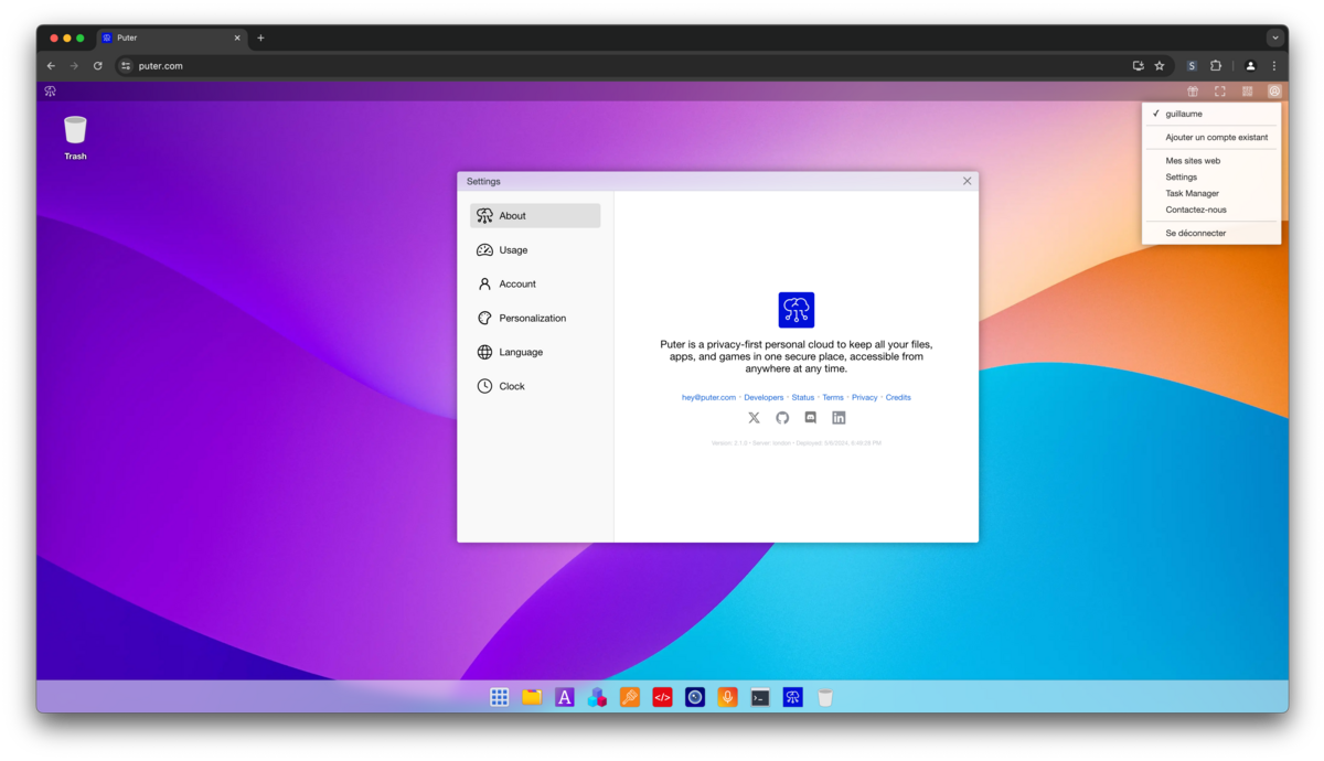 Puter.com - Une interface entre Windows 10, macOS et GNOME