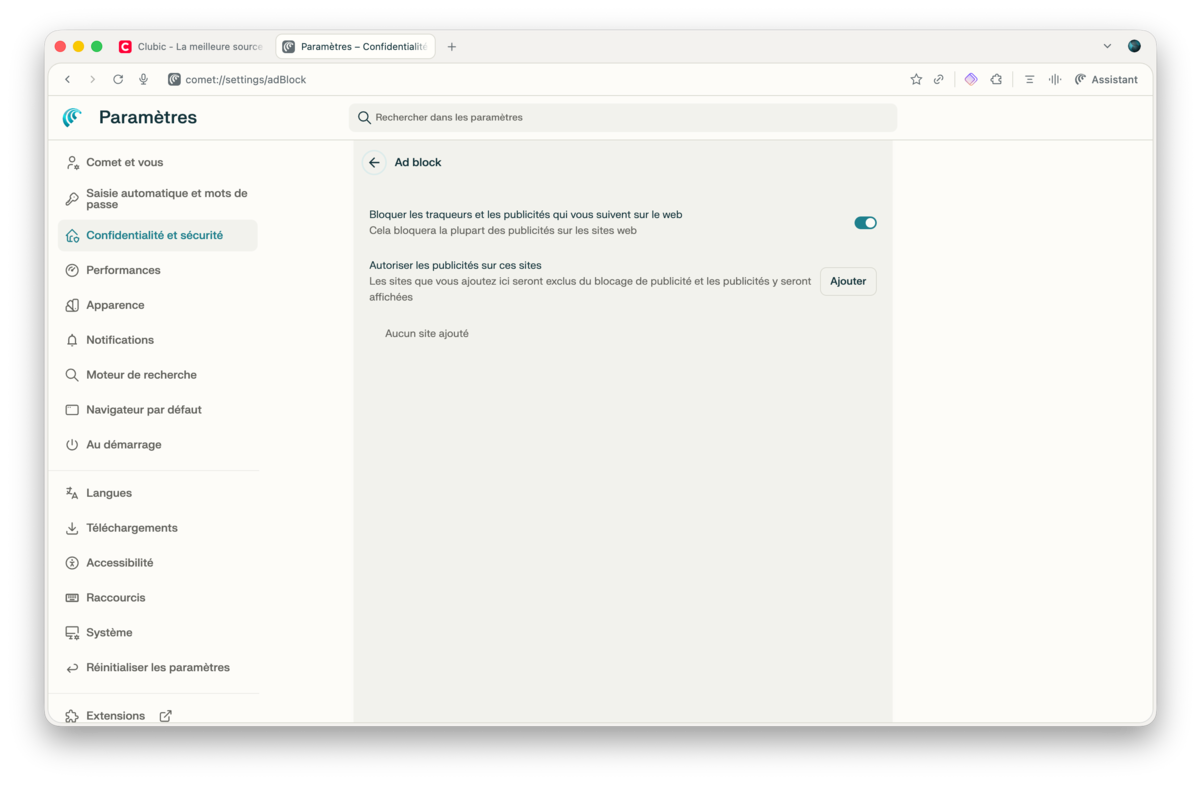 Des options désormais centralisées au sein d'une seule section