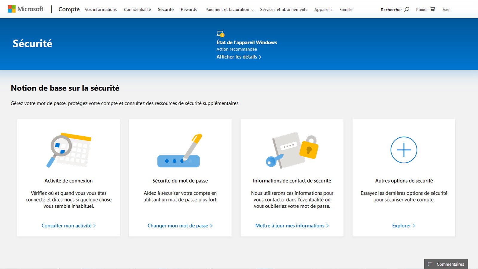 Outlook - Menu de sécurité