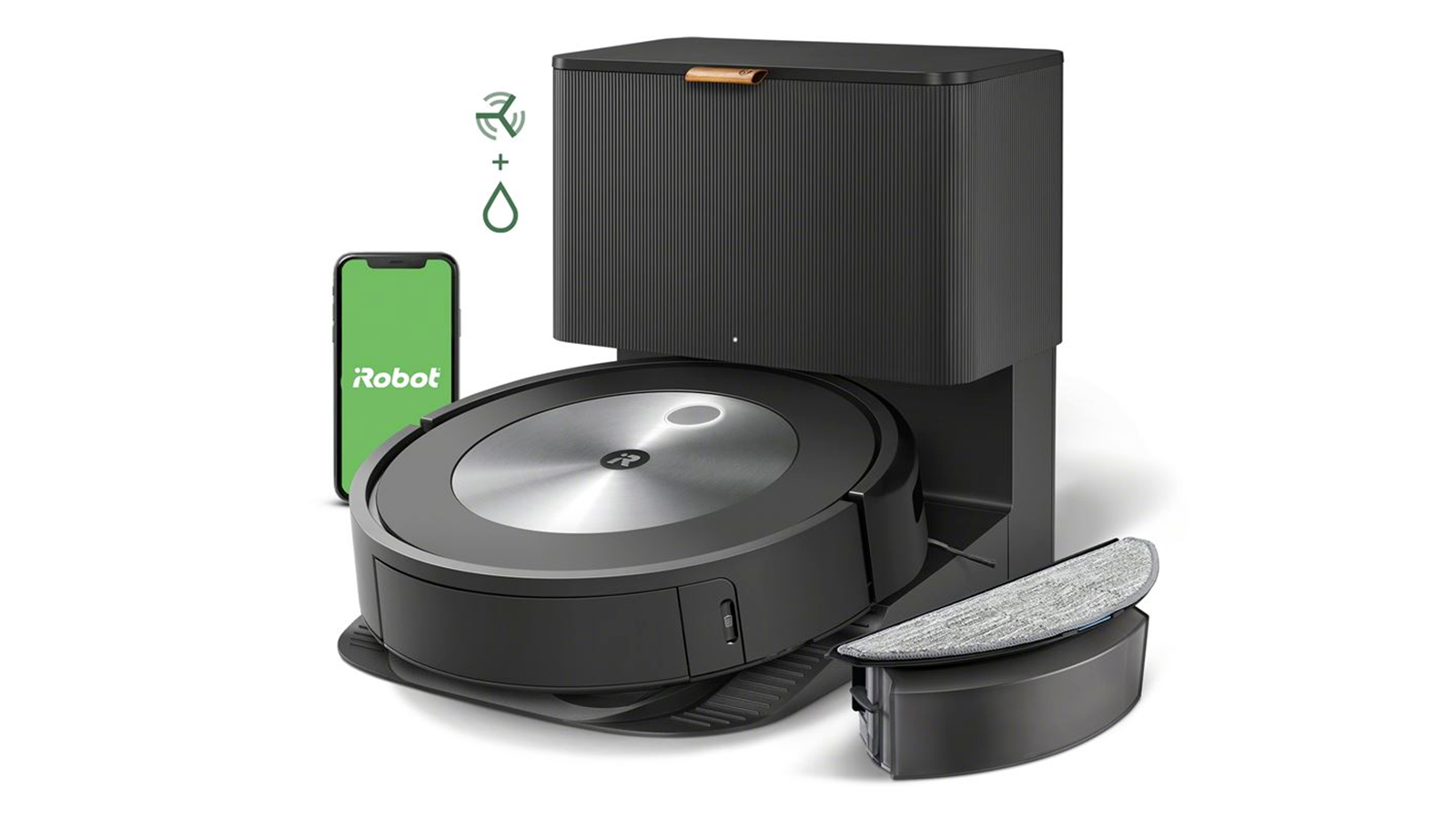 L'aspirateur robot et sa base de charge/vidange iRobot Roomba J5+