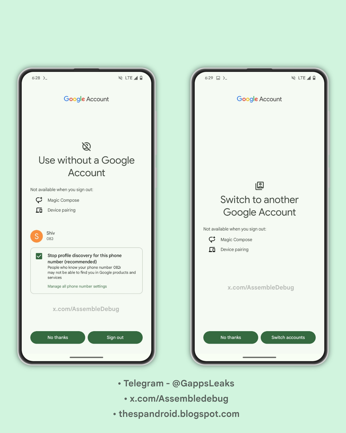 Le nouvel écran de déconnexion de Google Messages © Assembledebug / X.com