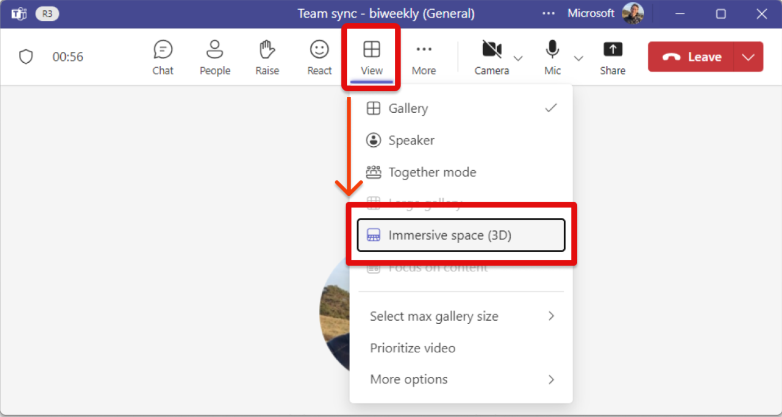 Vous ne devriez pas avoir de mal à démarrer une conférence Teams Immersive. © Microsoft