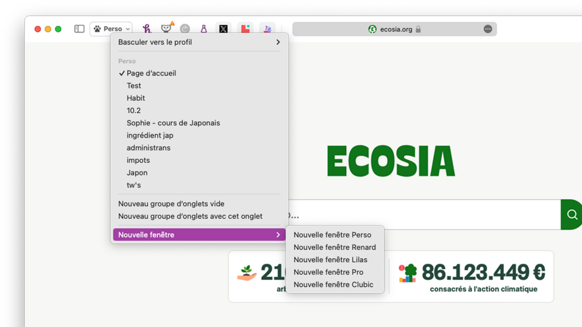 Choisir le profil de la nouvelle fenêtre Safari © Clubic