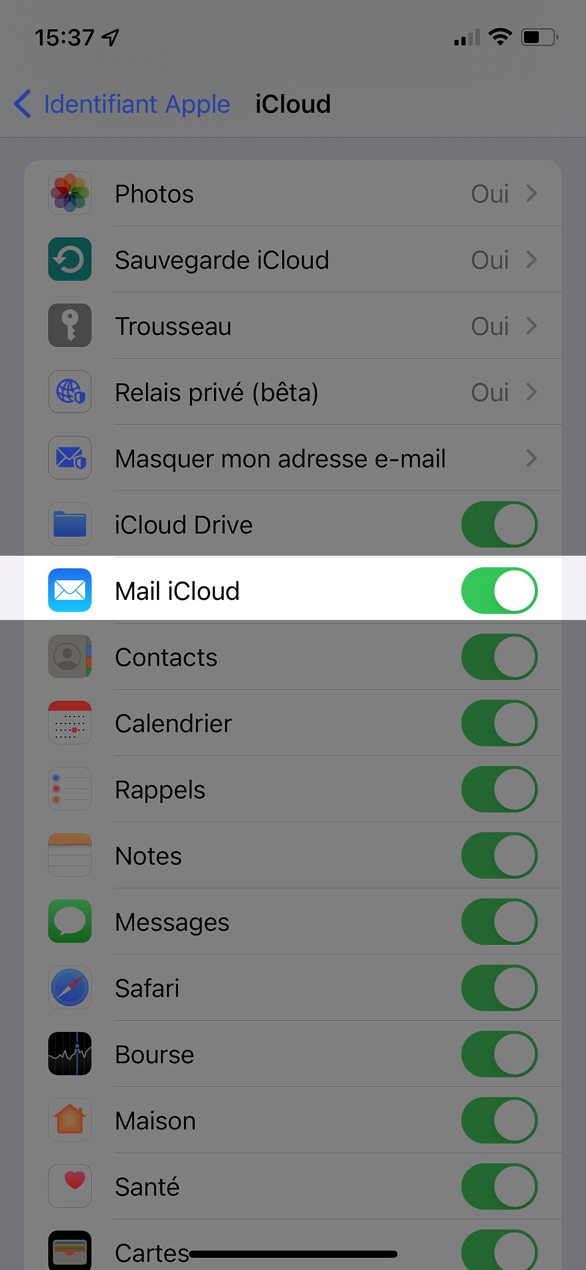 Mail iCloud iOS