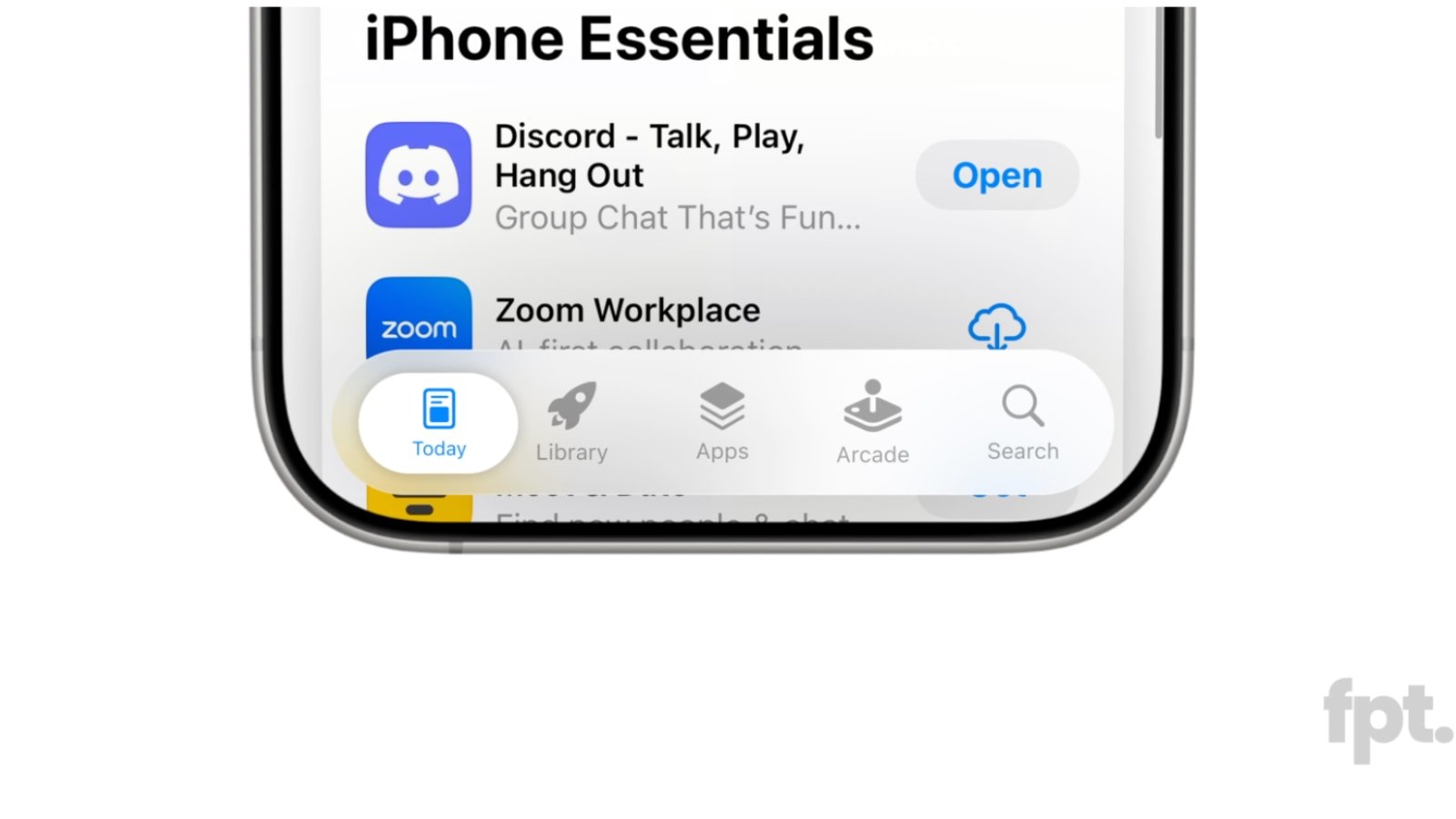 Concept de la barre de navigation d'iOS 19 © fpt.
