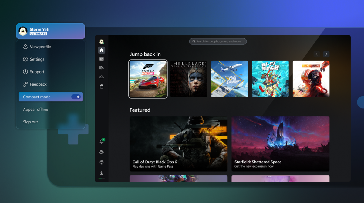 La nouvelle interface Xbox App © Microsoft