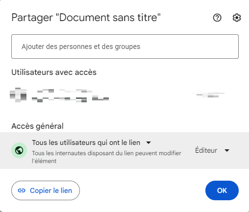 La fonction "partager" de Google Drive