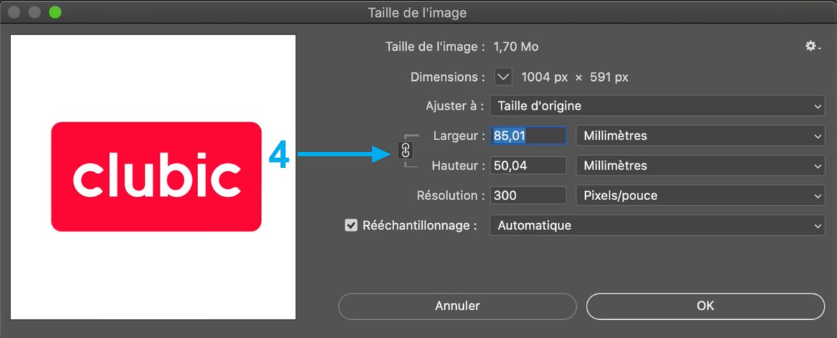 Changer les dimensions de votre image/document