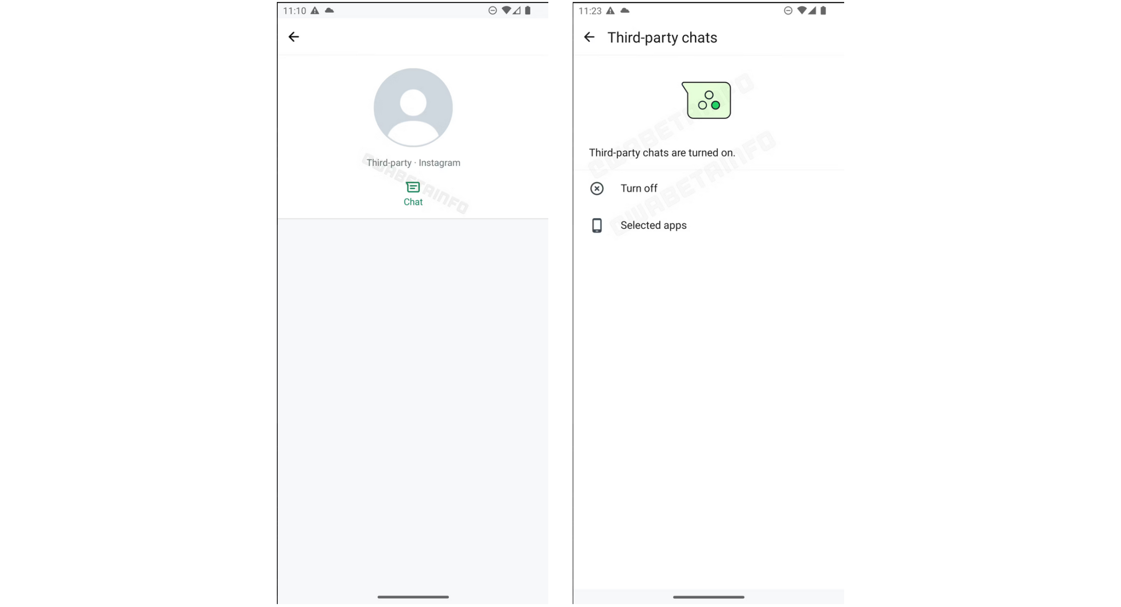 Voici l'interface graphique mise au point par Meta pour permettre l'interopérabilité de sa messagerie © Captures d'écran WABetaInfo