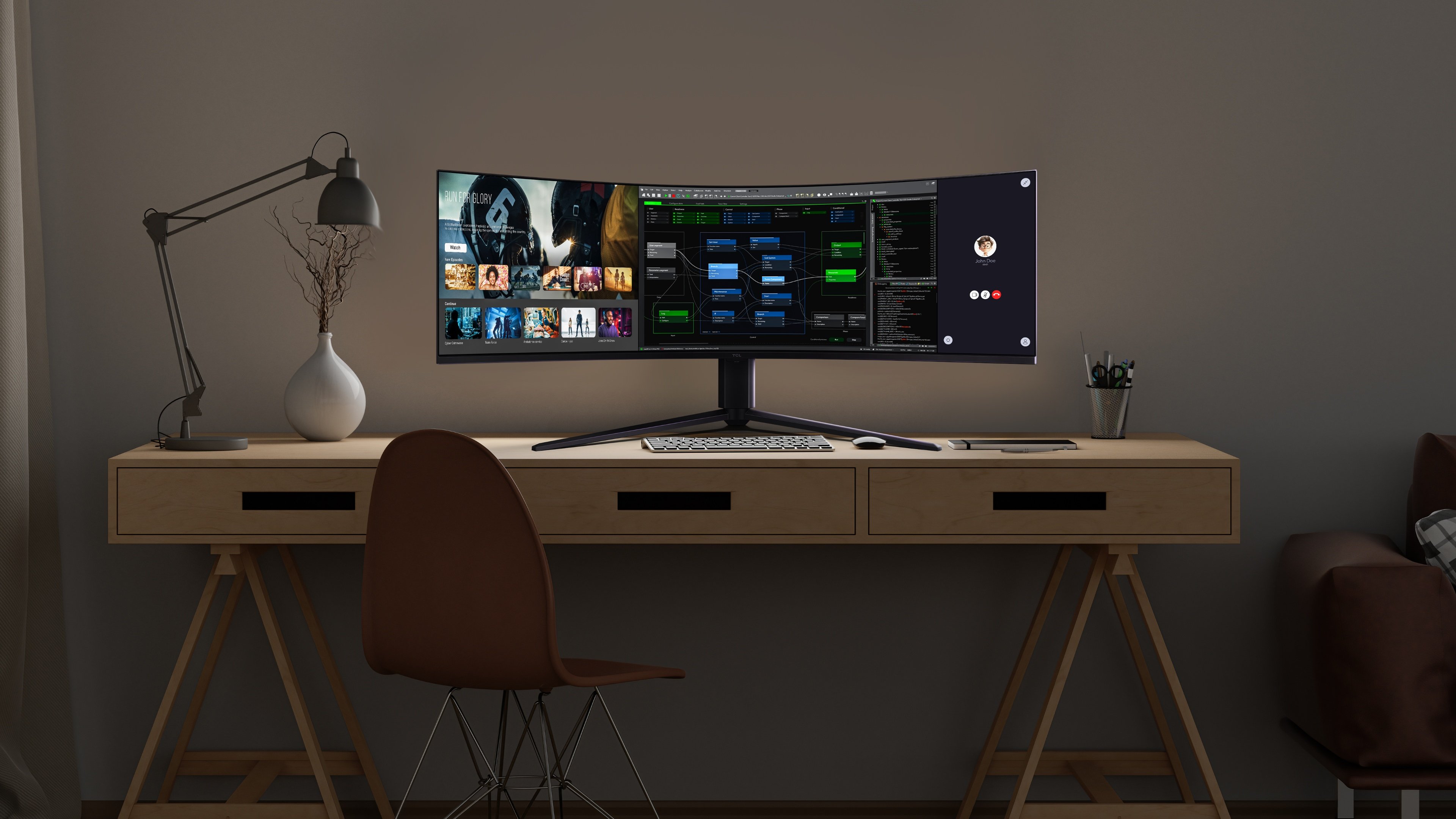 TCL lance un écran MiniLED qui veut remplacer les setups à plusieurs écrans. © TCL