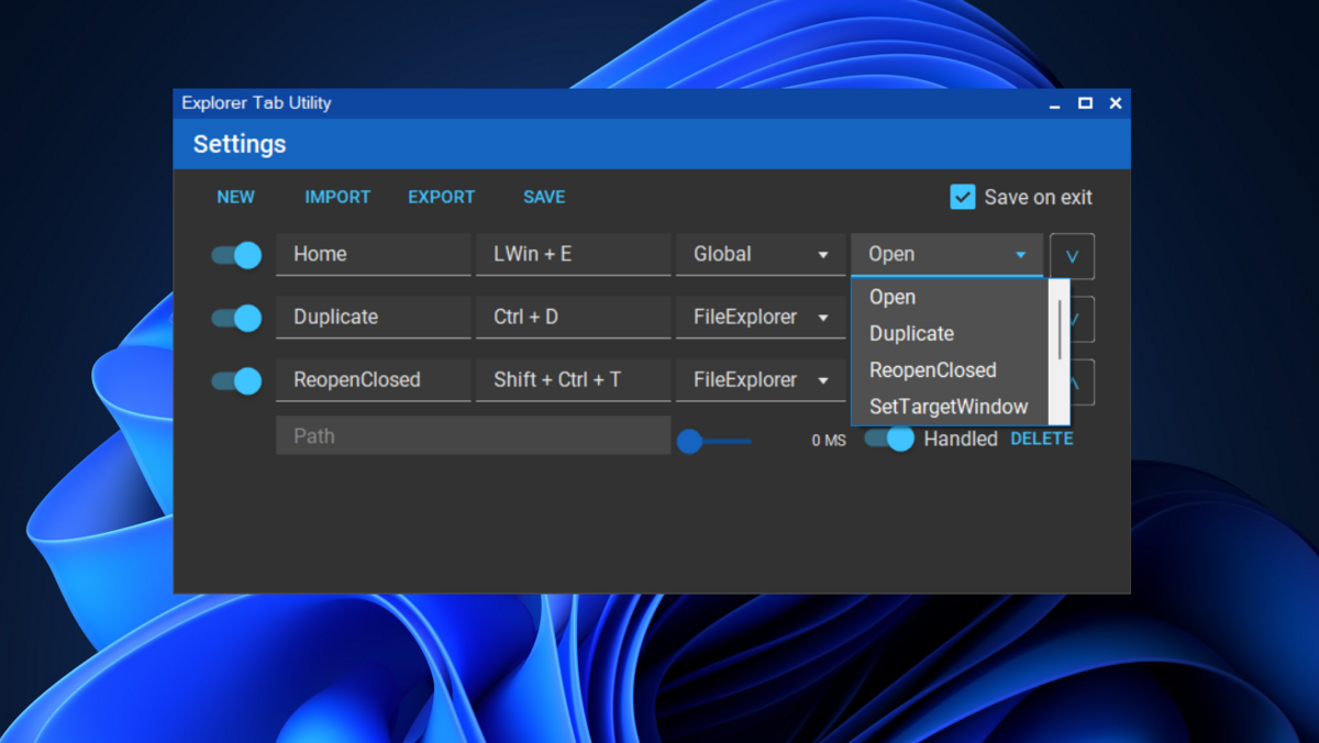 Explorer Tab Utility customisation