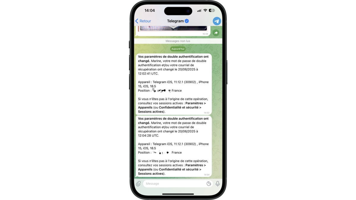 Message de Telegram © Clubic