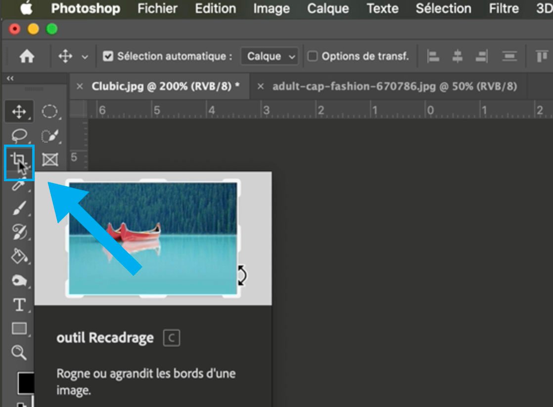 Sélectionner l'outil recadrage