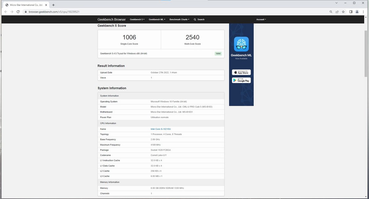 Geekbench 5 - © Rémi Bouvet pour Clubic