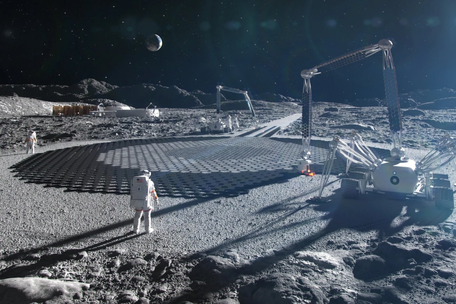 Rendu 3D d'une base lunaire. ©NASA