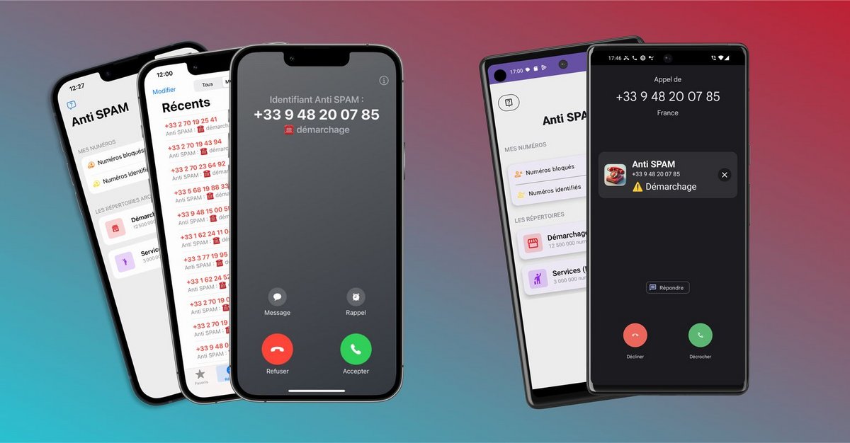 L'application Anti Spam se charge de filtrer les appels entrants en identifiant clairement les démarcheurs © Gingko Lab