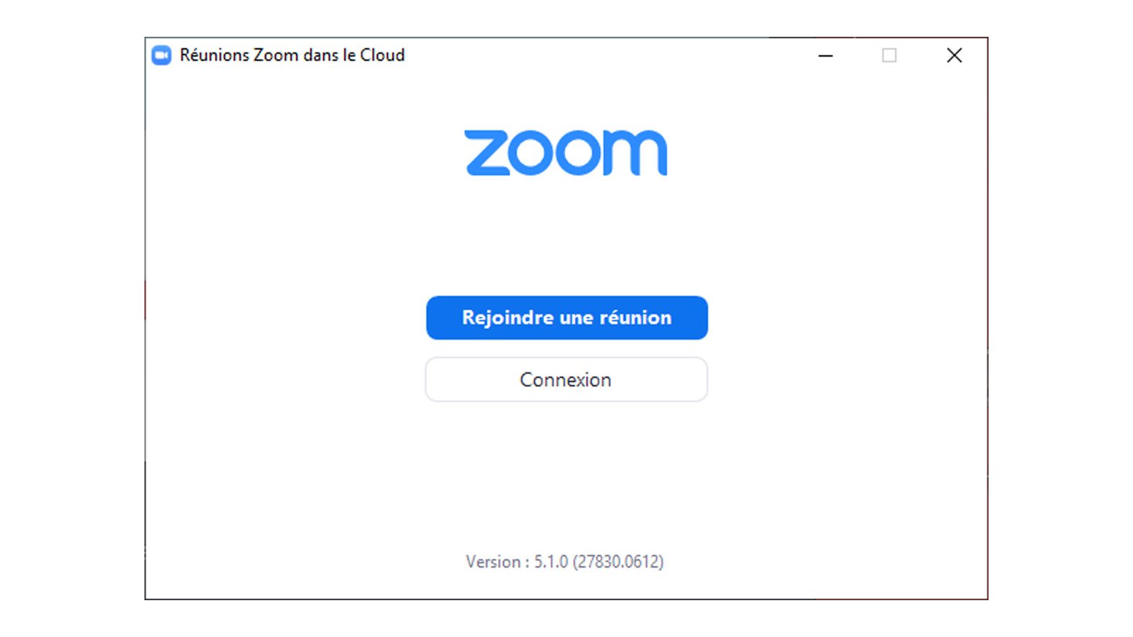 Fenêtre de connexion Zoom