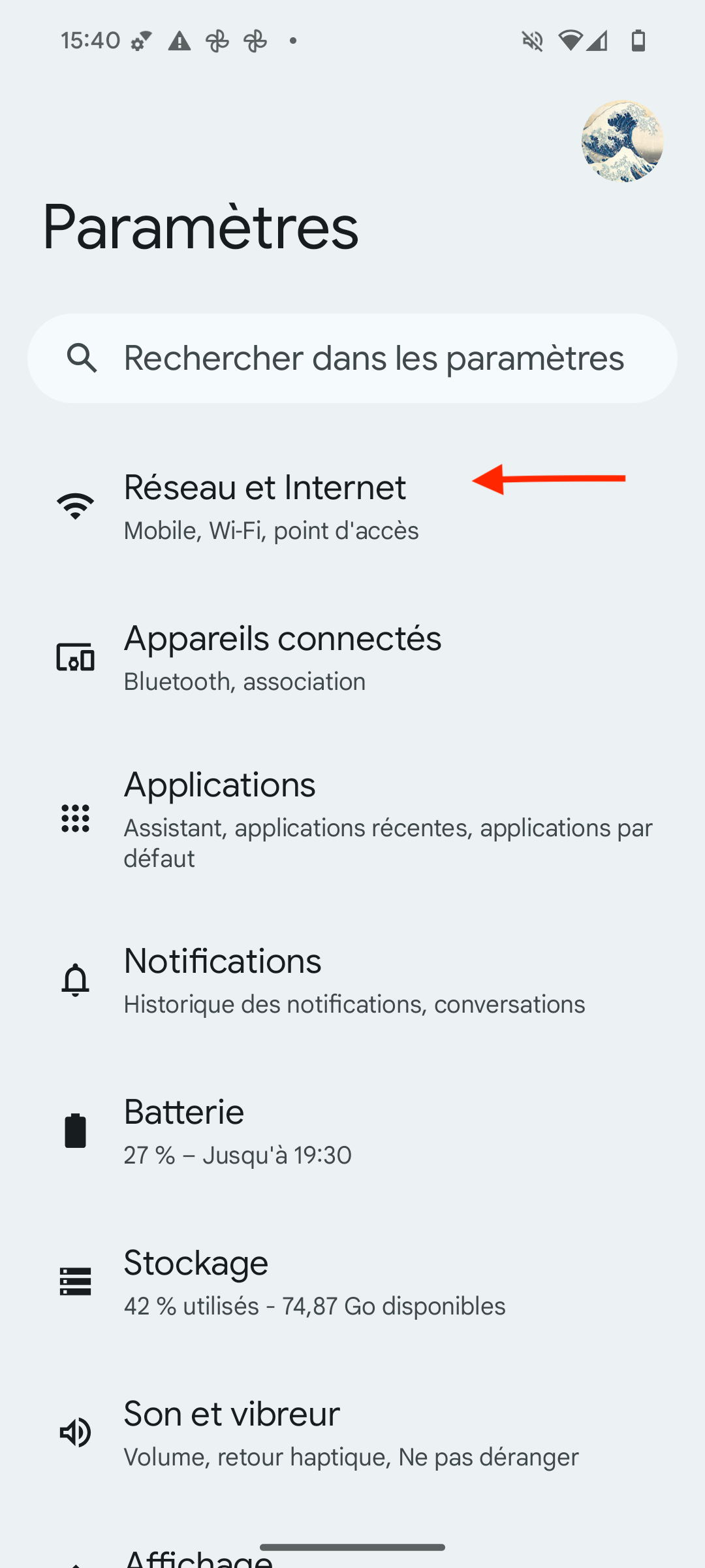 réseau et internet android partage de connexion