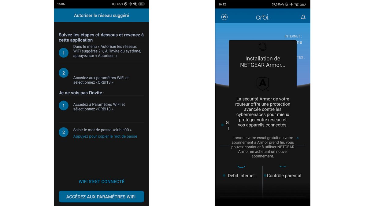 L'app se montre un poil insistante avec Netgear Armor... © Alexandre Schmid pour Clubic