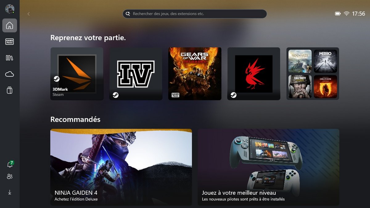 L'interface Xbox en plein écran. ©Clubic