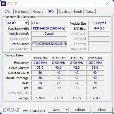 Corsair Dominator Platinum RGB DDR5-5200