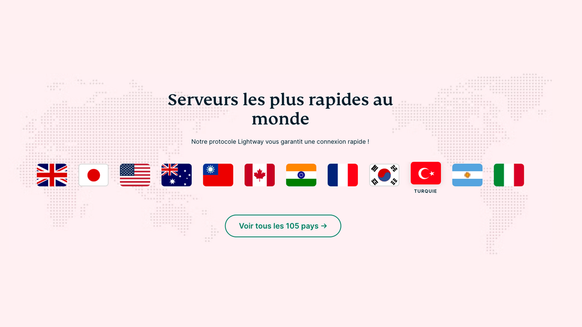 Plus de 105 pays sont disponibles avec Express VPN